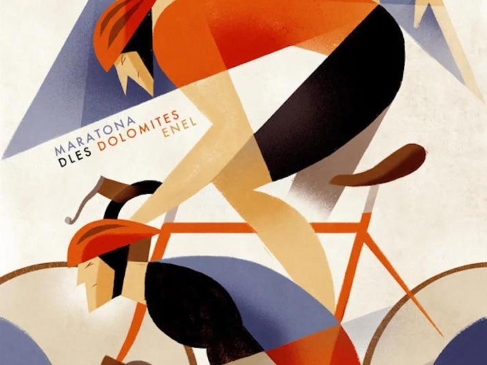 Illustrazione di Riccardo Guasco per la Maratona dles Dolomites